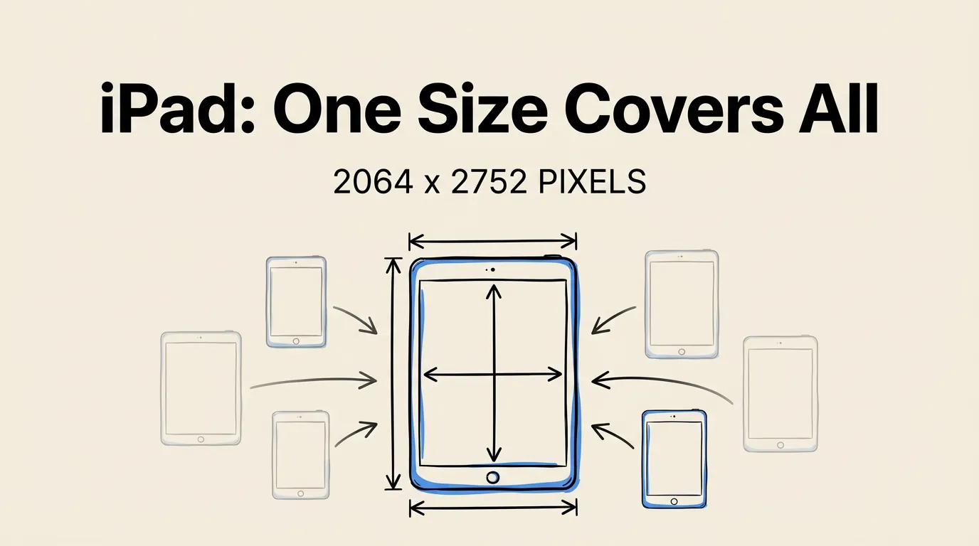 Infographic showing iPad requires one size that covers all models